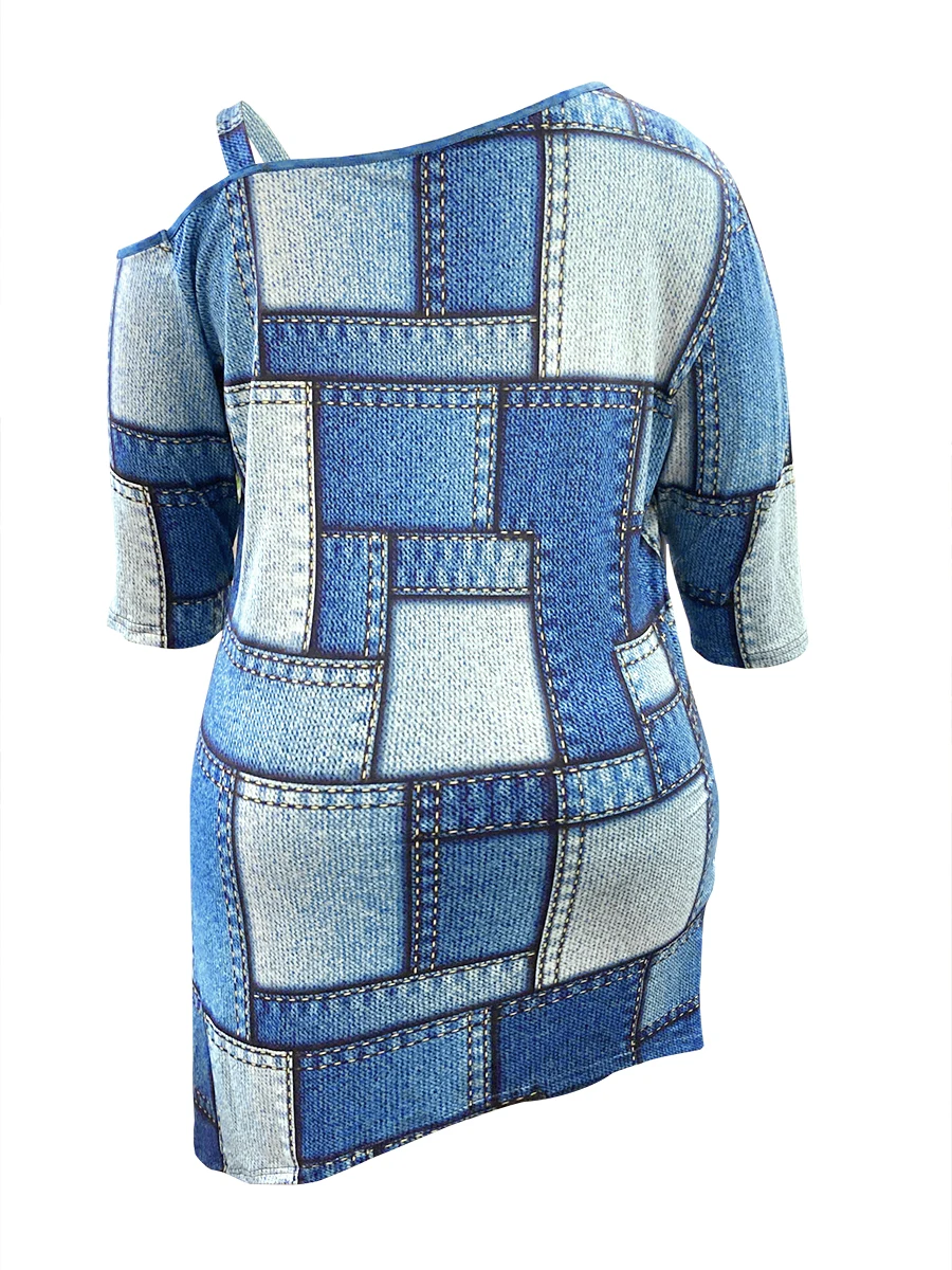 Plus Size Women's Casual Outfits Two Piece Set Plus Plain One Shoulder Asymmetrical Hem Top