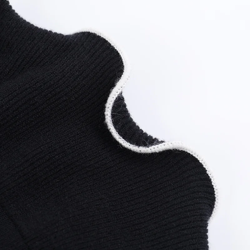 Ootddress Elegant Long Sleeved Elastic Tight Women Short Skirt Autumn New Wave Roll Wool Dress Fashion Street Evening Dress