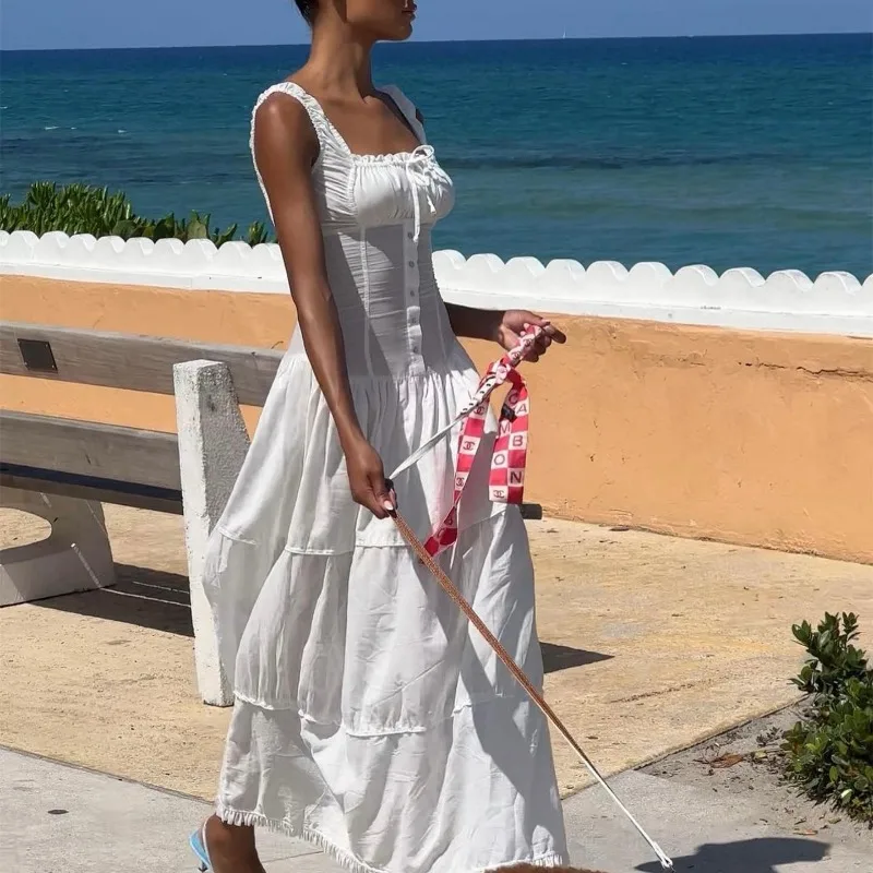 Ootddress Lace Up Slim Maxi Dresses For Women High Waist Corset Dress Womens Whitewedding Holiday Elegant Fashion Folds Dress Woman 21 Ootddress Lace Up Slim Maxi Dresses For Women High Waist Corset Dress Womens Whitewedding Holiday Elegant Fashion Folds Dress Woman