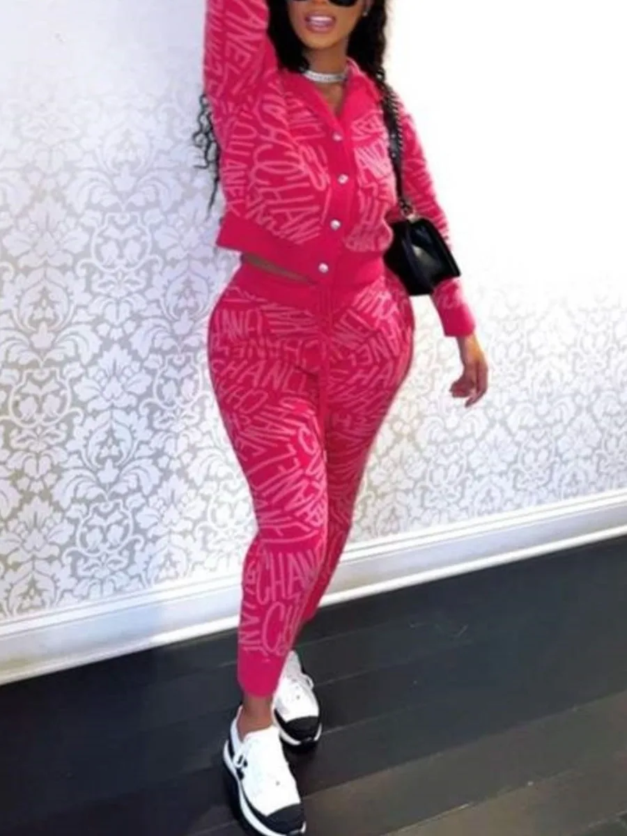 Hooded Collar Letter Print Pants Set Long Sleeve Crop Top Drawstring Trousers Two Piece Fashion for Women 10 Hooded Collar Letter Print Pants Set Long Sleeve Crop Top Drawstring Trousers Two Piece Fashion for Women