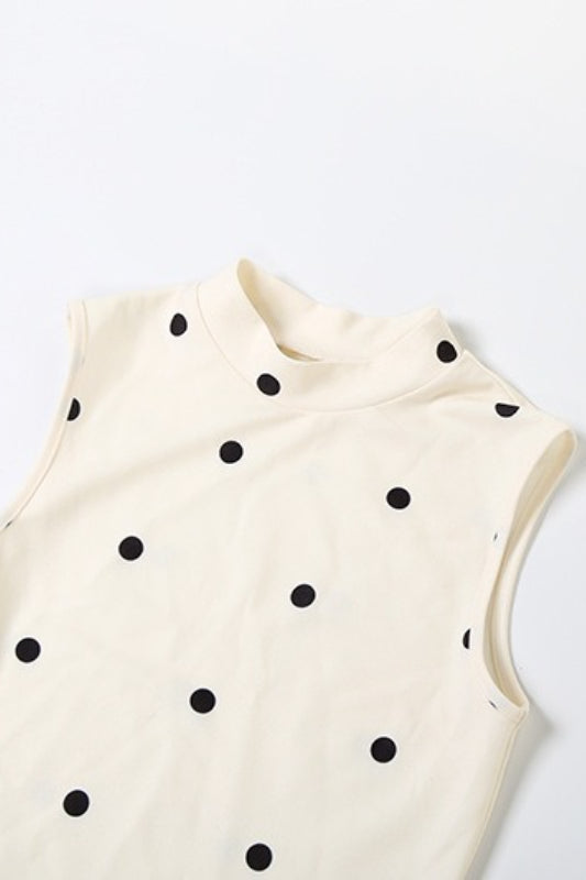 Mock Neck Polka Dot Oversized Bow Waist Lace Trim Bodycon Mini Dress