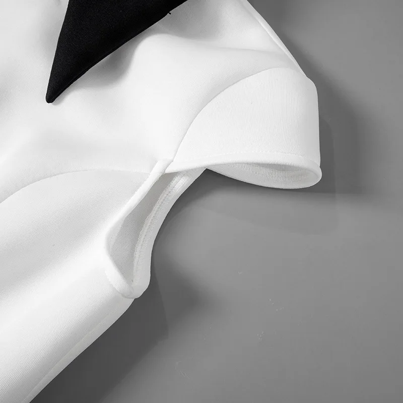 Ootddress Contrast Color Mini Dress For Women Slim Sexy High Waist Splice Short Sleeve Summer Fashion Party Evening Dress Female