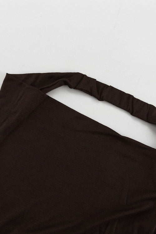 Brown Halter Backless Maxi Dress