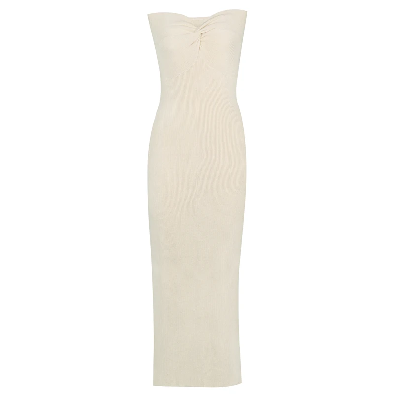 Ootddress Strapless Knit Maxi Dresses For Women Summer Beach Party Bodycon Dress Off-Shoulder Twist Knitting Evening Backless Dress 6 Ootddress Strapless Knit Maxi Dresses For Women Summer Beach Party Bodycon Dress Off-Shoulder Twist Knitting Evening Backless Dress
