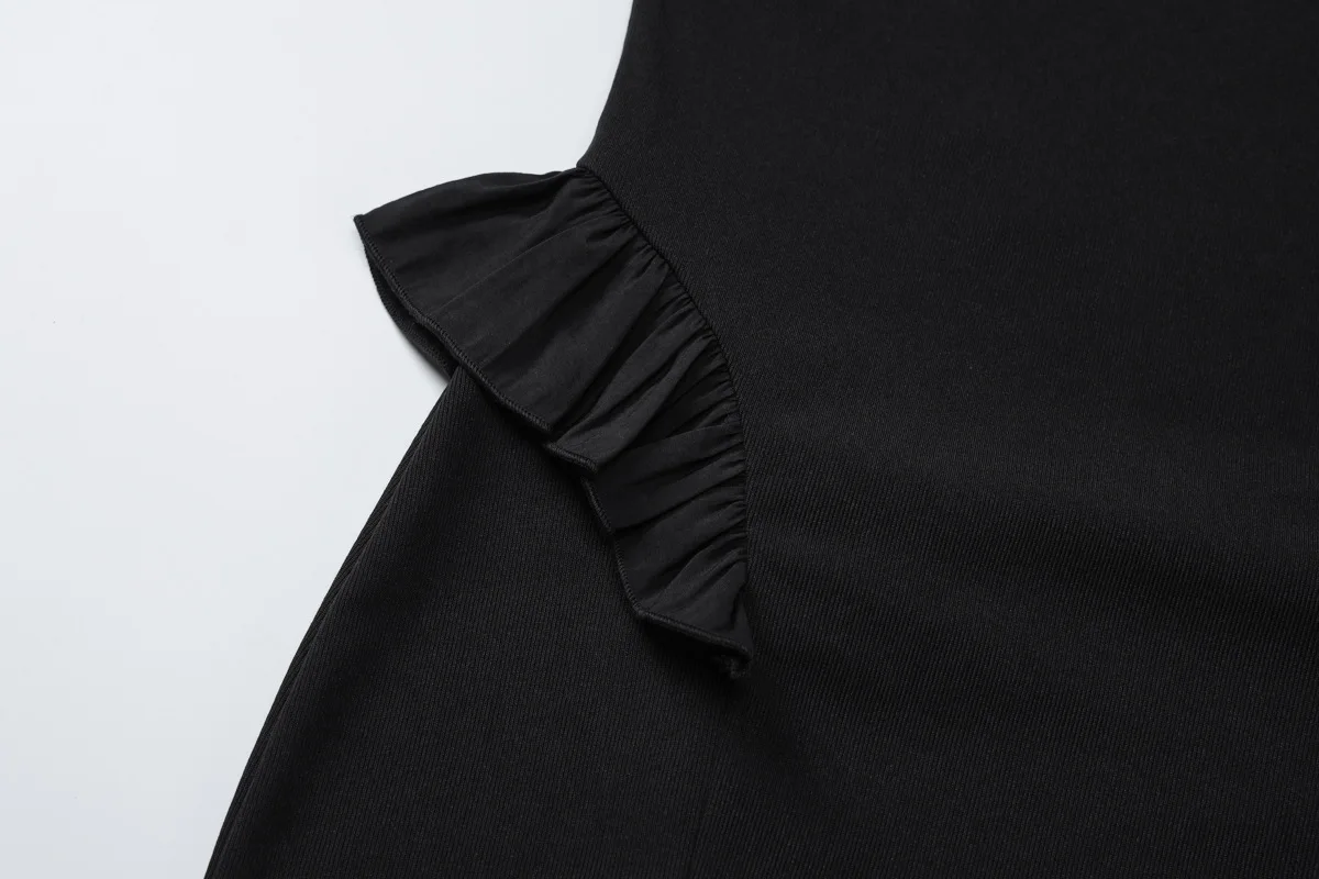 Ootddress Autumn Ruffled Patchwork Mini Dress Women's Long Sleeve High Waist Fashion Elegant Dress Ladies Skinny Party Dress