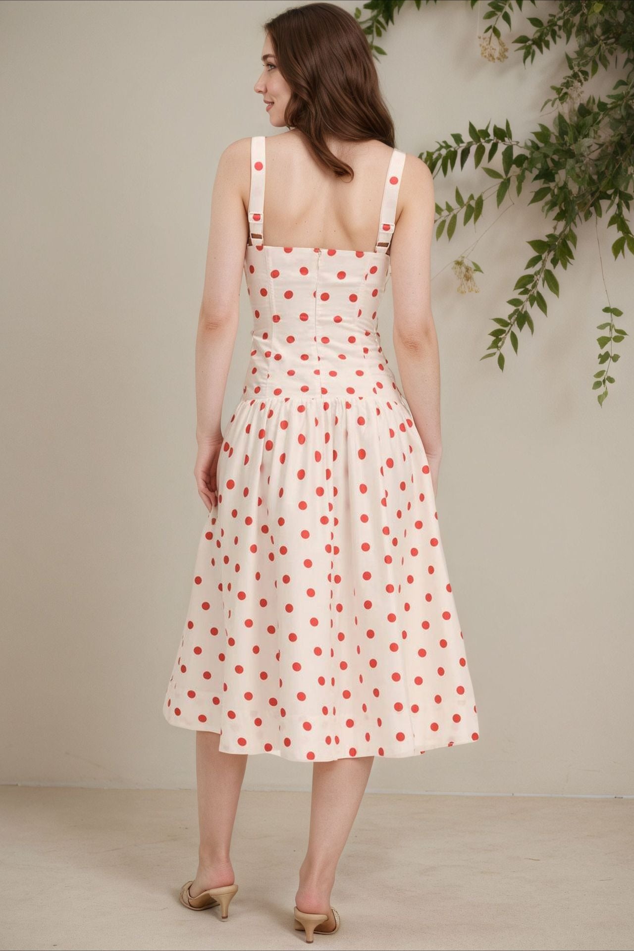 White Polka Dot Cami Bodycon Maxi Dress