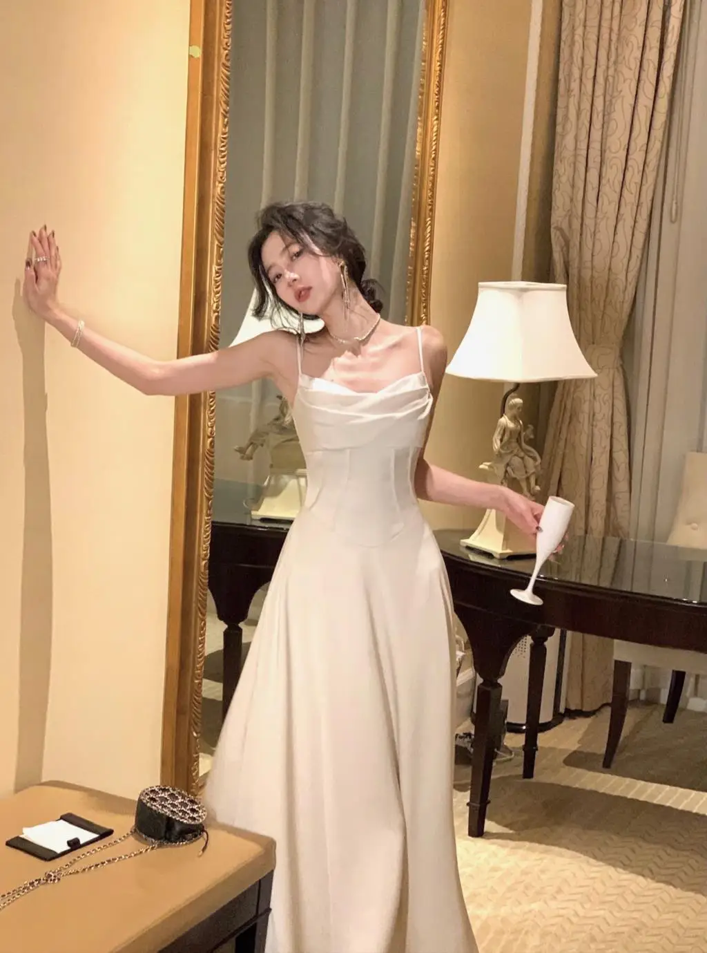 New Summer Satin Midi Dress Women Slim Spaghetti Strap Elegant Party Dresses Wedding Evening Birthday Backless Prom Robe Clothes 7 New Summer Satin Midi Dress Women Slim Spaghetti Strap Elegant Party Dresses Wedding Evening Birthday Backless Prom Robe Clothes