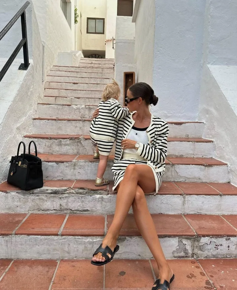 Ootddress Knitted Shorts 2 Piece Sets Womens Outfits Casual Loose Cardigan Sweater Woman Winter Street High Waist Short Suits Women