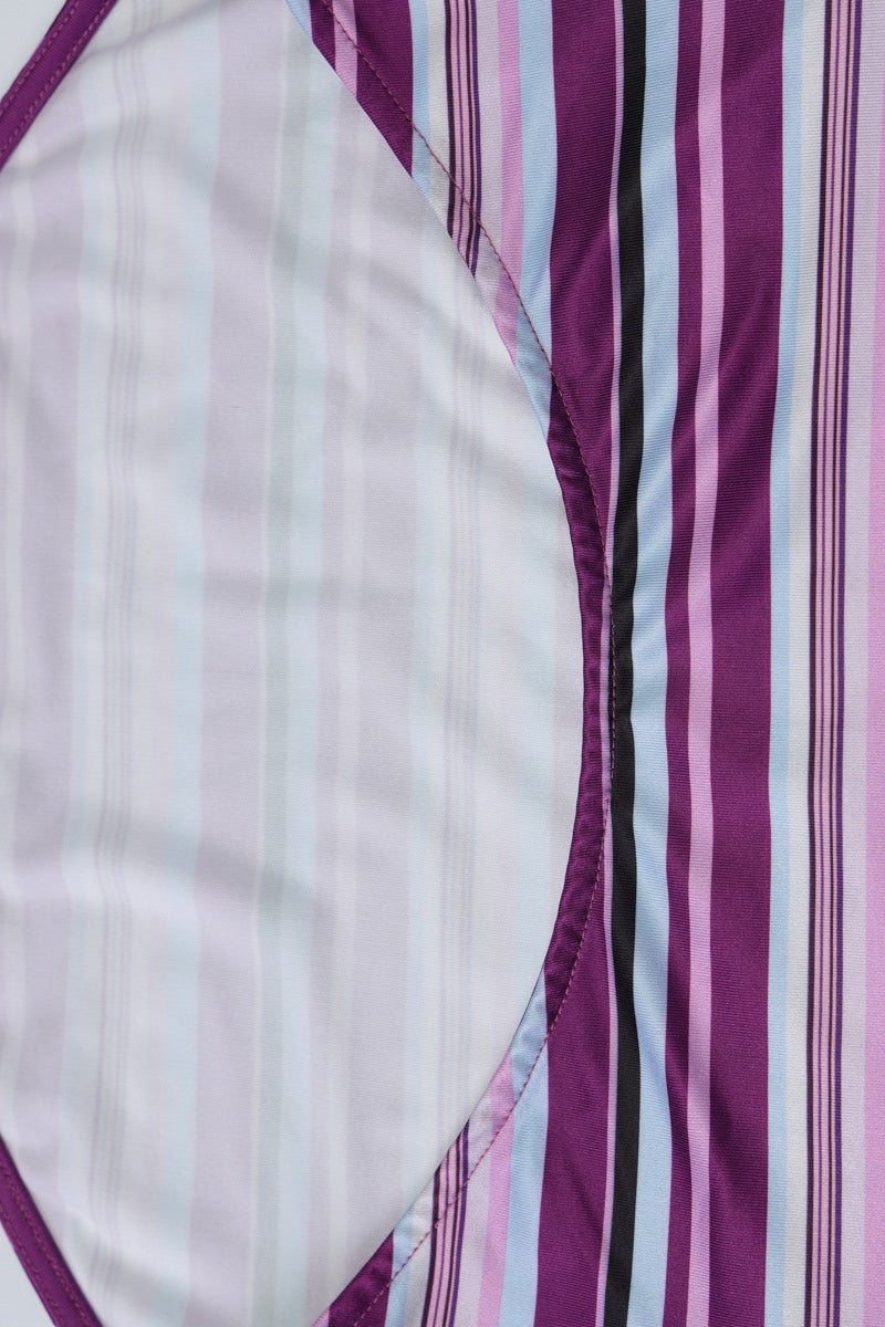 Purple Halter Neck Horizontal Diagonal Stripe Chevron Maxi Dress