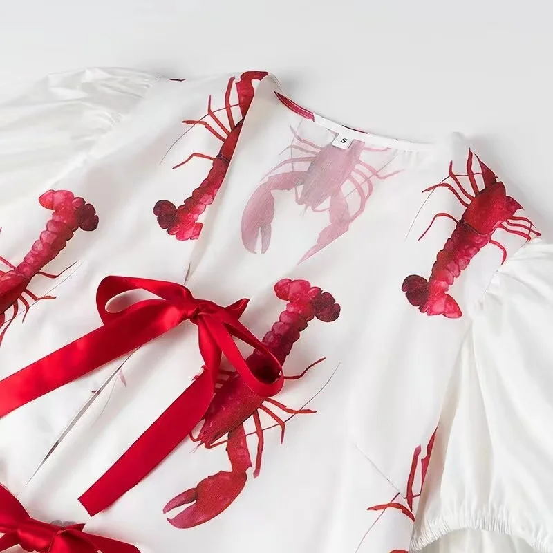 Cartoon Cray Printing Long Pants Set For Women 2025 Summer Short Sleeve Shirt High Waist Wide Leg Pant 2 Piece Sets Lady Outfits