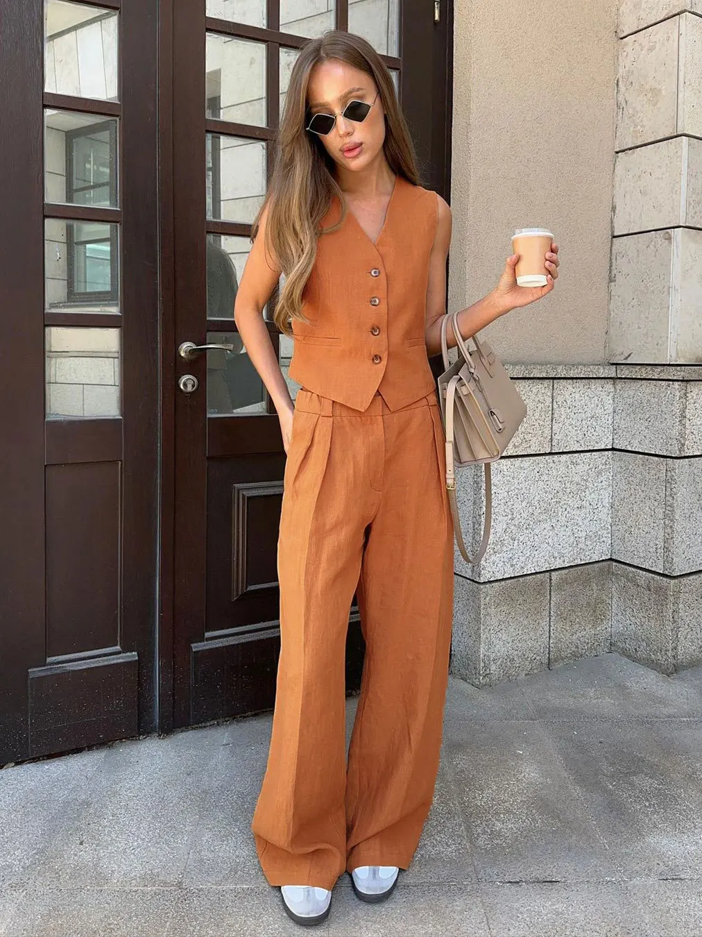 Ootddress 2 Piece-Set Fashion Women Wide Leg Trousers Patchwork High Waist Casual Straight Legg Outfits Vestidos Women's Pants Sets 31 Ootddress 2 Piece-Set Fashion Women Wide Leg Trousers Patchwork High Waist Casual Straight Legg Outfits Vestidos Women's Pants Sets