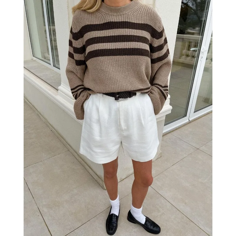 Ootddress Striped Casual Knitwear Top Female Loose Autumn 2025 High Waist Contrast Knit Sweater Slim Patchwork Streetwear Pullover 8 Ootddress Striped Casual Knitwear Top Female Loose Autumn 2025 High Waist Contrast Knit Sweater Slim Patchwork Streetwear Pullover