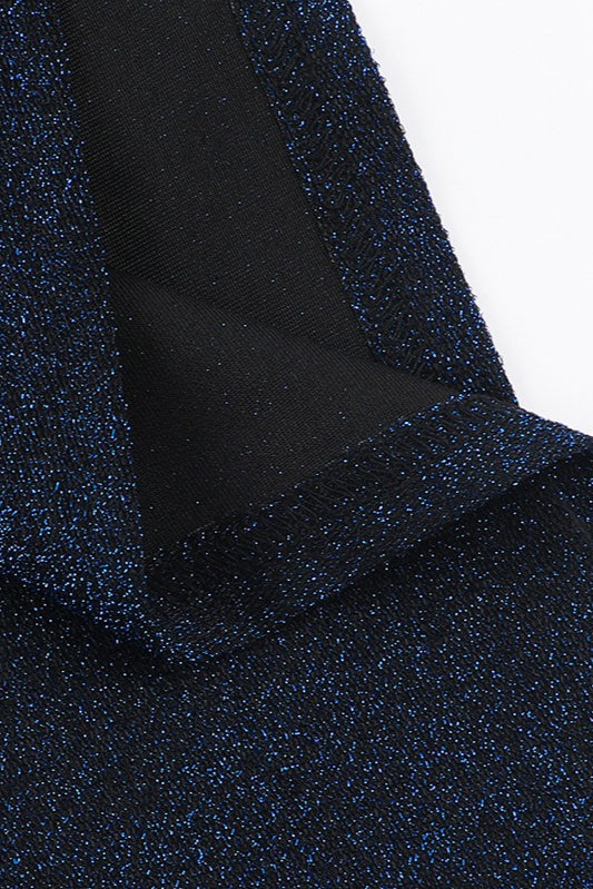 Blue Strapless Sash Waist Sequin Mini Dress
