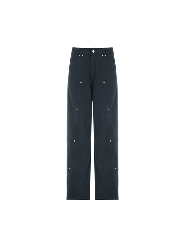 The Rivet Design Is Irregular And Loose Cargo Jeans