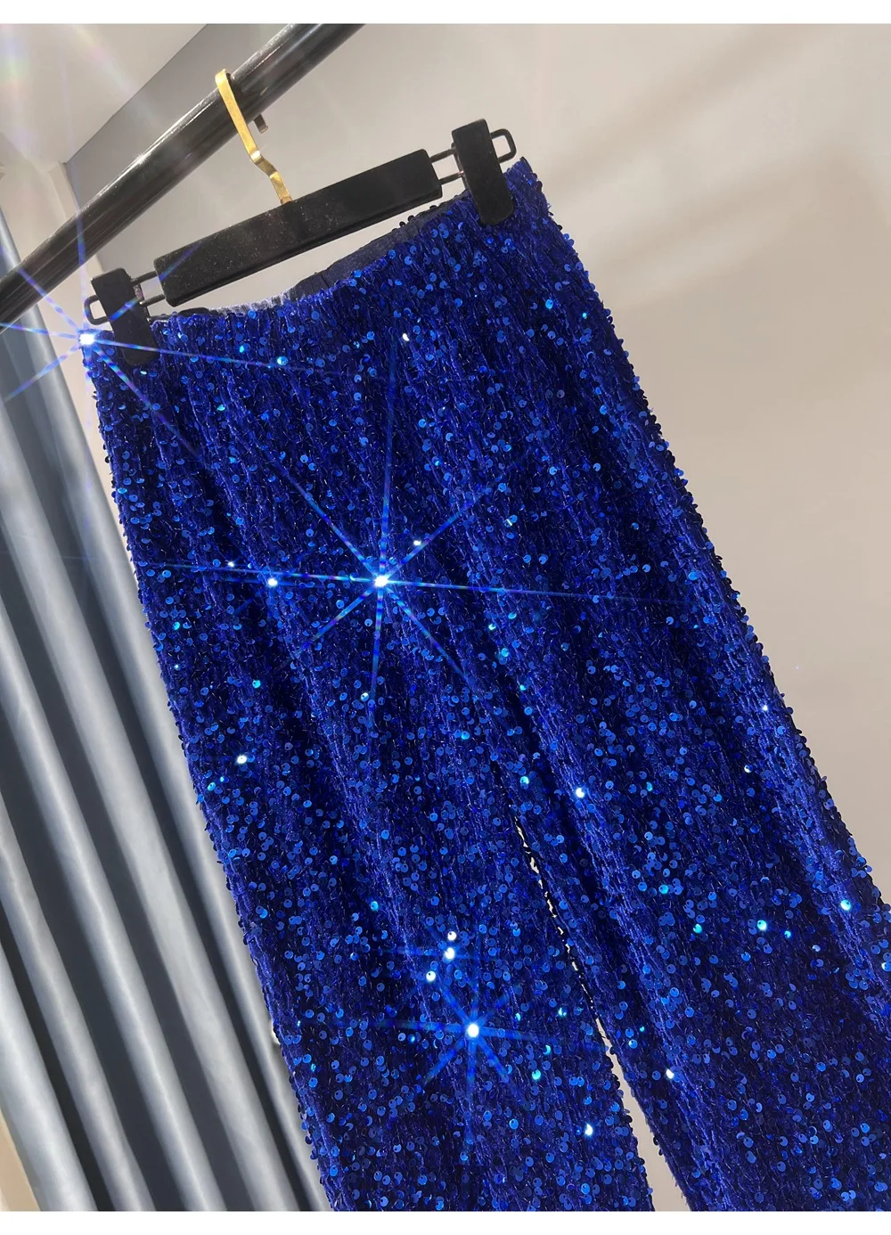 Ootddress Casual Sequin For Women Straight Legg Trousers High Waist Glitter Streetwear Fashion Solid Slim Wide Leg Women's Y2K Pants