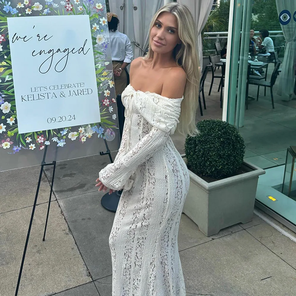 Ootddress Autumn/Winter Fashion Sexy Lace Tight Dress Women 2025 New Strapless Lace High Waist Tailored Dress Party Evening Dress