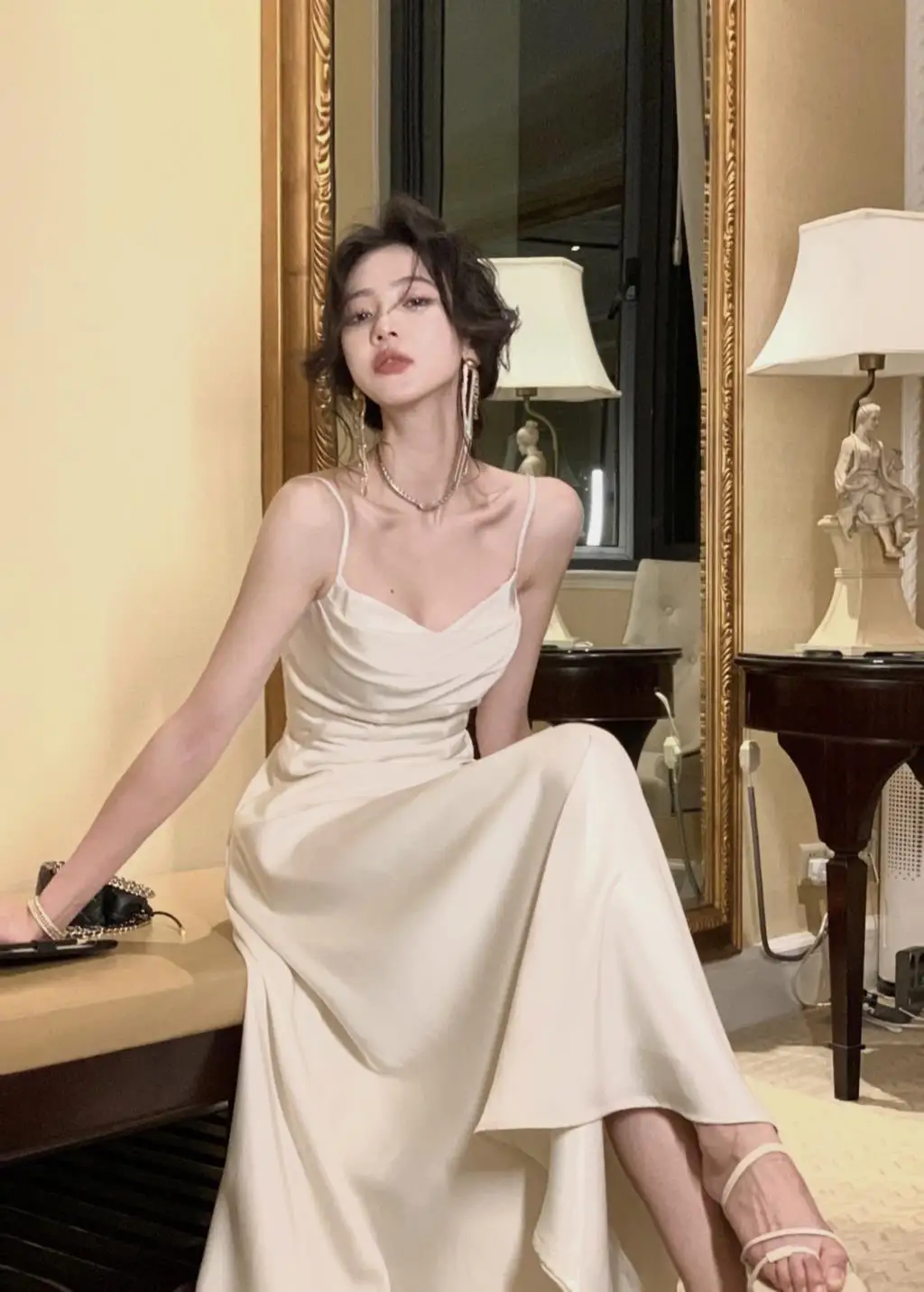 New Summer Satin Midi Dress Women Slim Spaghetti Strap Elegant Party Dresses Wedding Evening Birthday Backless Prom Robe Clothes 18 New Summer Satin Midi Dress Women Slim Spaghetti Strap Elegant Party Dresses Wedding Evening Birthday Backless Prom Robe Clothes