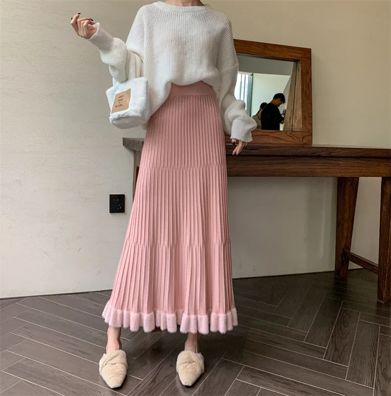 Ootddress High Waist Ruffled Pleated Skirts Women Solid Autumn Elegant Long Skirt Loose Pleated Ribbed Casual Ladies Maxi Skirt 10 Ootddress High Waist Ruffled Pleated Skirts Women Solid Autumn Elegant Long Skirt Loose Pleated Ribbed Casual Ladies Maxi Skirt