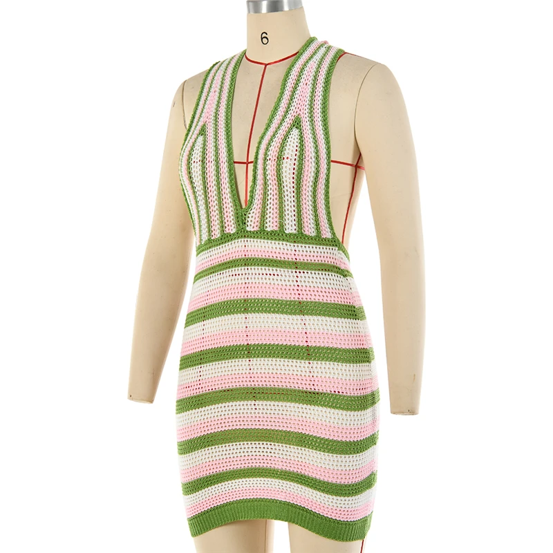 Ootddress Summer Knit Backless Dress Women Beach Holiday Partywear Sexy Halter Bodycon Slim V-Neck Sleeveless Mini Dresses 2025 Hot 63 Ootddress Summer Knit Backless Dress Women Beach Holiday Partywear Sexy Halter Bodycon Slim V-Neck Sleeveless Mini Dresses 2025 Hot