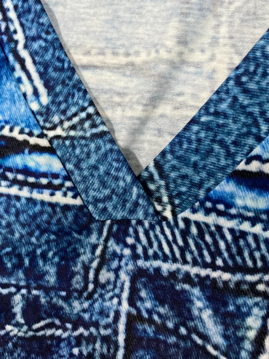 Plus Size Imitation Denim V Neck Pocket Design Dress Women's T-Shirt Summer Loose Dress Vestidos 10 Plus Size Imitation Denim V Neck Pocket Design Dress Women's T-Shirt Summer Loose Dress Vestidos