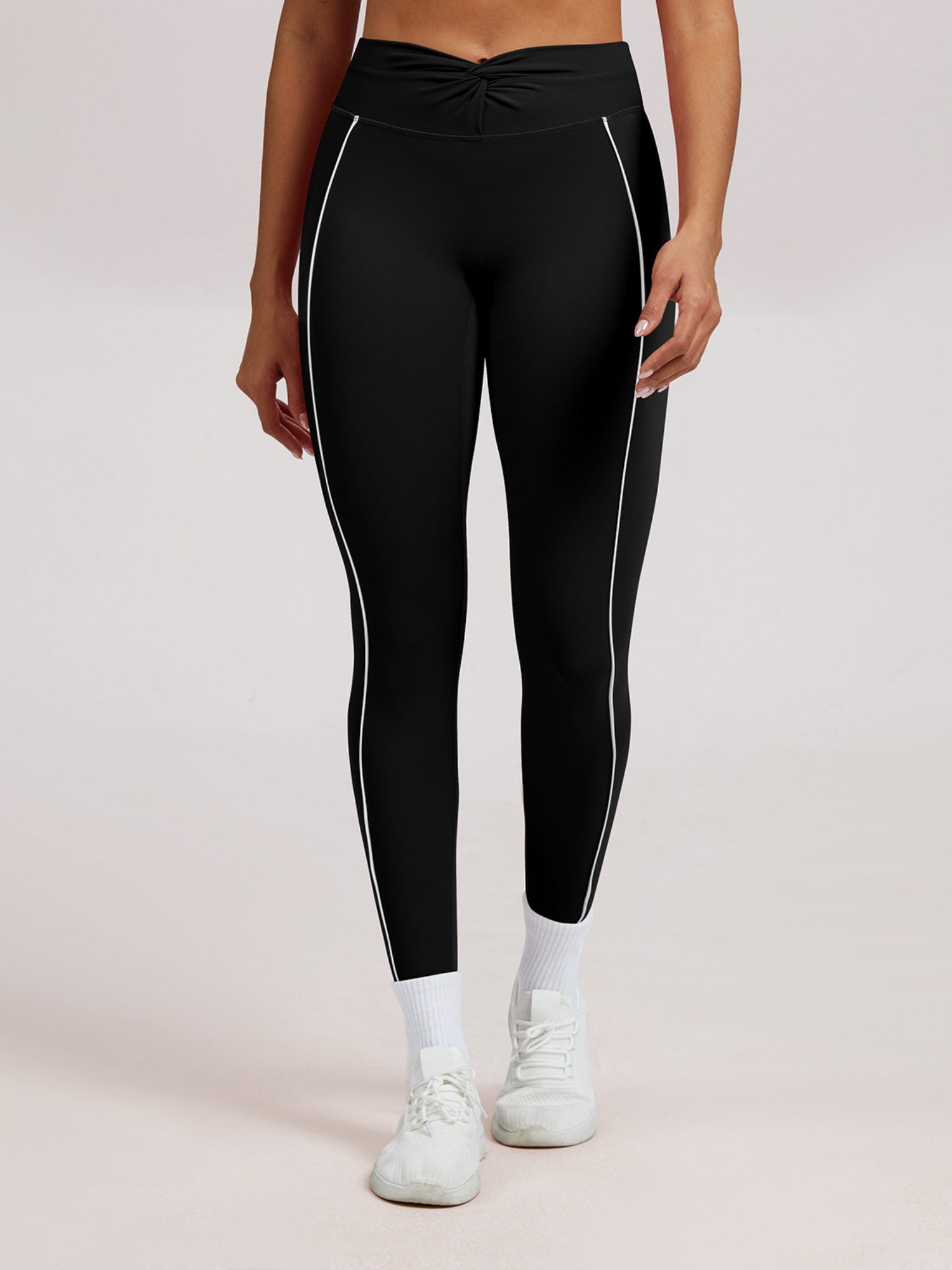Color-blocked Twisted High-waisted Yoga Fitness Exercise Pants