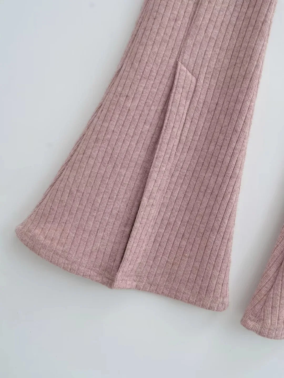 Ootddress Knit Skinny Flared Trousers Split Out Trousers For Women Cross Low Waist White Casual Streetwear Flared Pants 2025 New