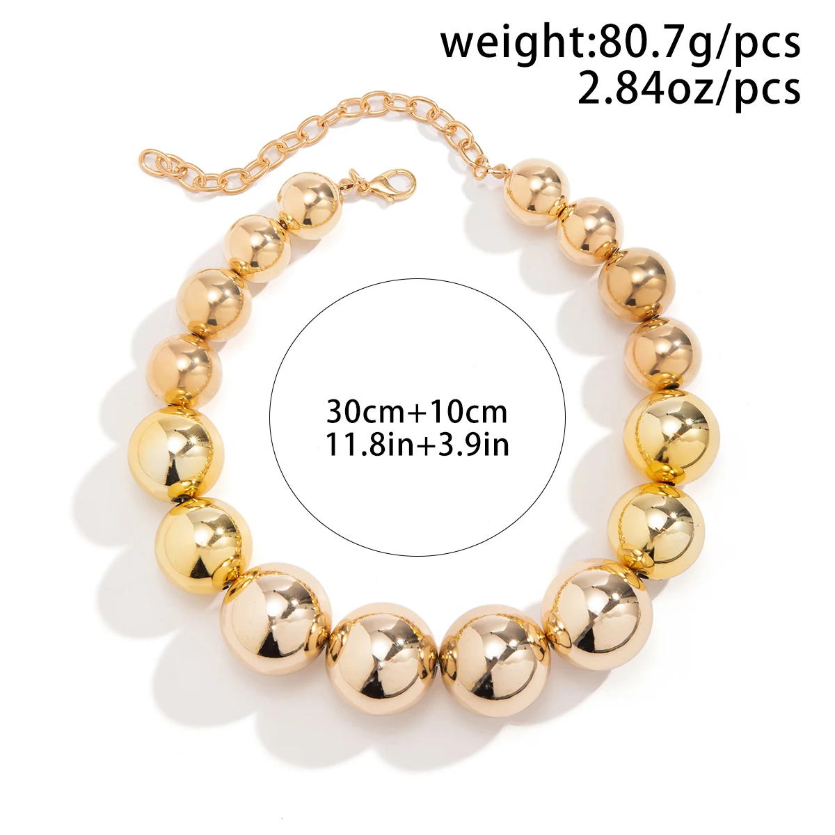 Exaggerated CCB Big Ball Beads Choker Necklace in Gold - Perfect Party Jewelry for Women - Hip Hop Fashion Accessory
