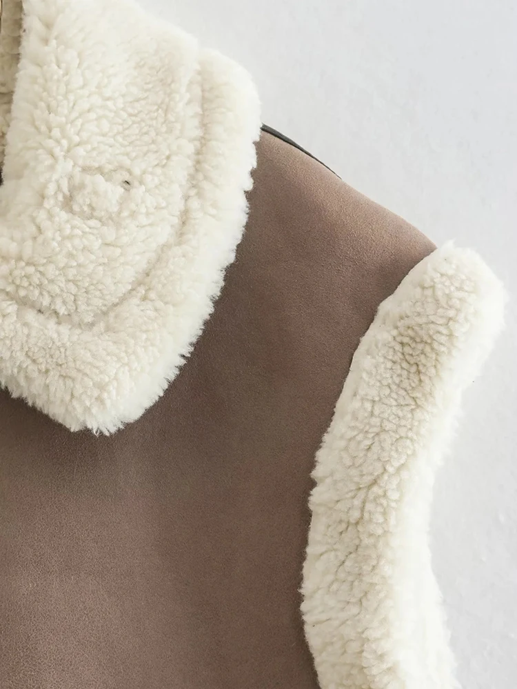 Ootddress Suede Leather Thick Fleece Jacket Autumn Winter Women Splice Sleeveless Faux Shearling Jackets Vest Y2K Cardigans Coats 18 Ootddress Suede Leather Thick Fleece Jacket Autumn Winter Women Splice Sleeveless Faux Shearling Jackets Vest Y2K Cardigans Coats