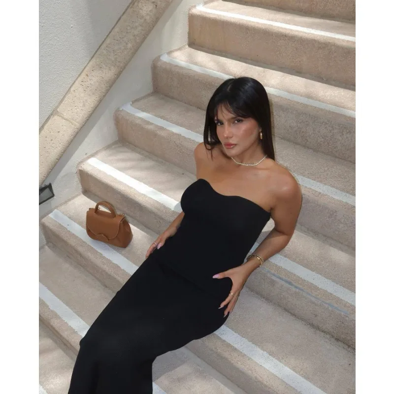 Ootddress Backless Slim Fashion Maxi Dress Knit Women Off-Shoulder High Waist Solid Elegant Party Dress Knitwear Female Sexy Dress