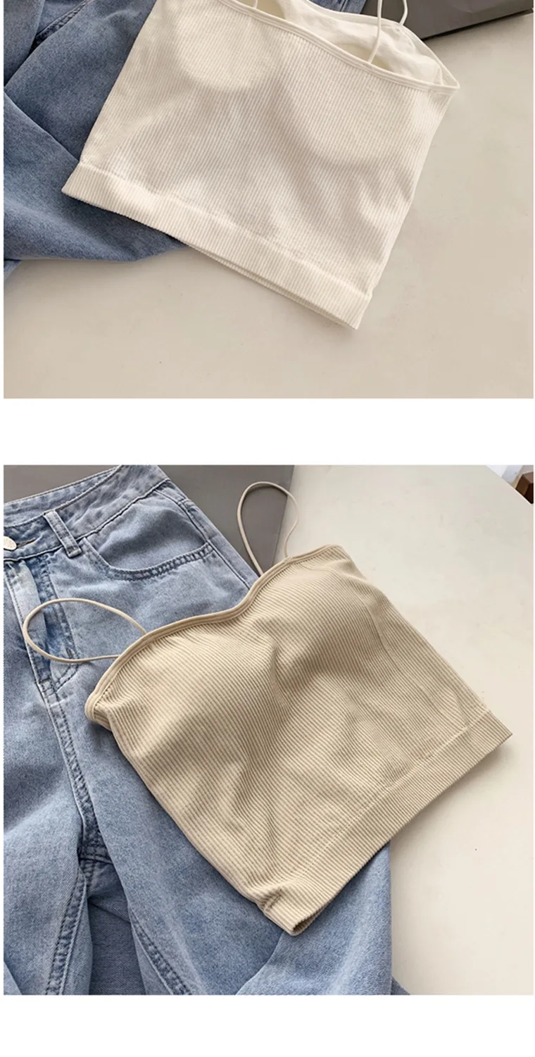 Ootddress Women Spaghetti Strap Tank Top Summer Casual Basic Sleeveless White Corset Top Streetwear Short Ribbed Knit Vest 2025