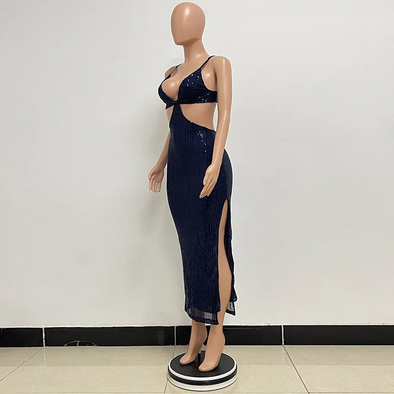Sexy Hollow High Waist Slit Evening Dress Fashion Sequined Backless Sleeveless Elegant Party Dresses Solid Long Graduation Dress 90 Sexy Hollow High Waist Slit Evening Dress Fashion Sequined Backless Sleeveless Elegant Party Dresses Solid Long Graduation Dress