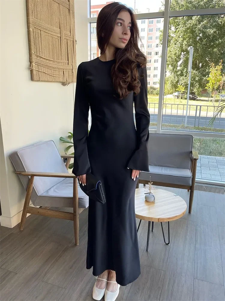Ootddress Stain Slim Maxi Dresses For Women Elegant Solid Party Evening Dress Women's High Waist Luxury Femme Autumn Fashion Dress 23 Ootddress Stain Slim Maxi Dresses For Women Elegant Solid Party Evening Dress Women's High Waist Luxury Femme Autumn Fashion Dress