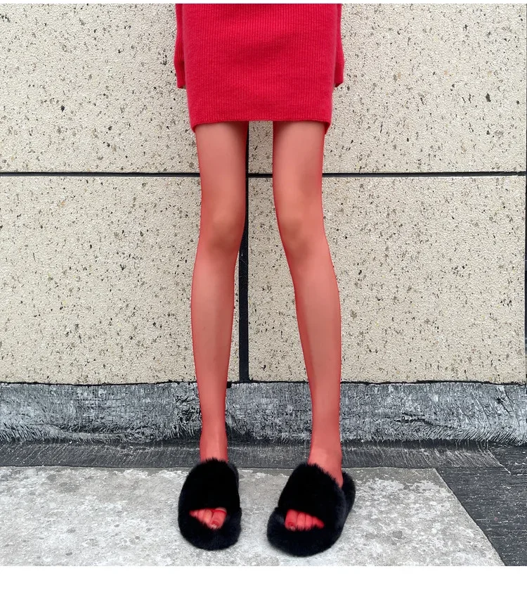 Ootddress Red Tights Women Winter See Through Slim Lingerie Women's Pantyhose New Lingerie Lace Leggings Bodys Sexy Socks Ladies