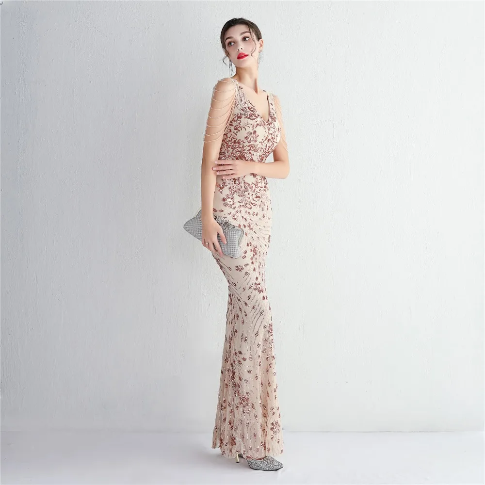 Sexy V-neck Sleeveless Dress with Stones and Crystals Fashion Sequins Tassel Elegant Women Party Dresses High Waisted Long Dress 30 103A0908.jpg