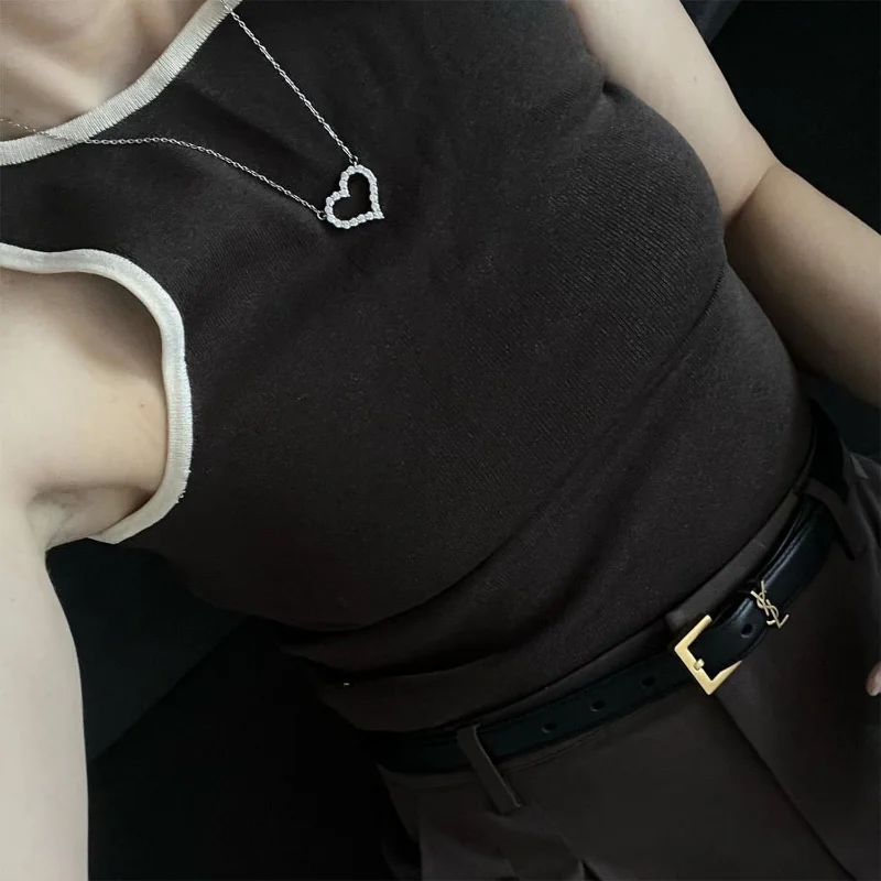 Ootddress Casual For Women Contrast Y2k Top Vest Backless Patchwork Pullover Top Slim Sheer Tracksuit Summer Cute Female Tank Top