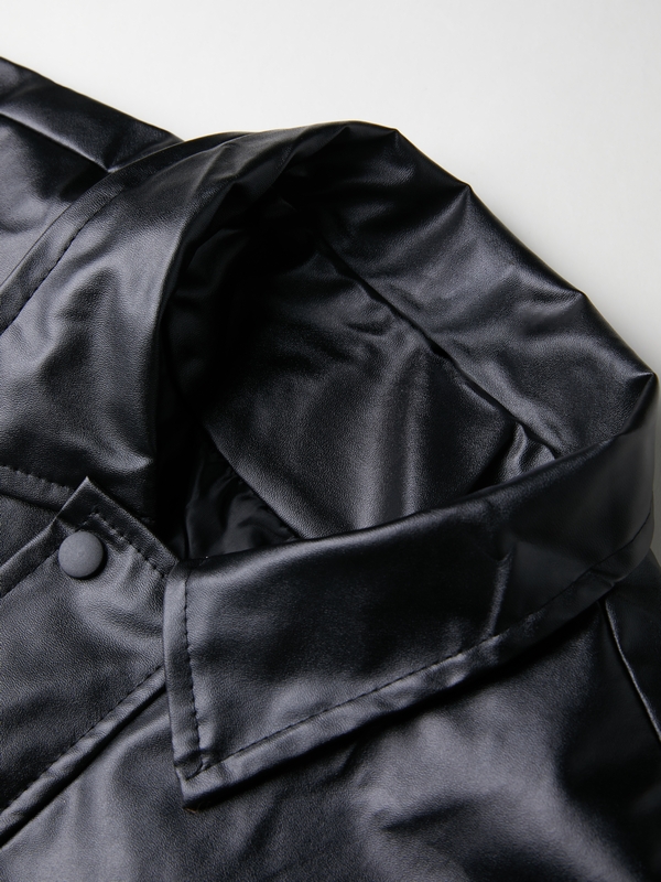 Oversized Black Faux Leather Jacket