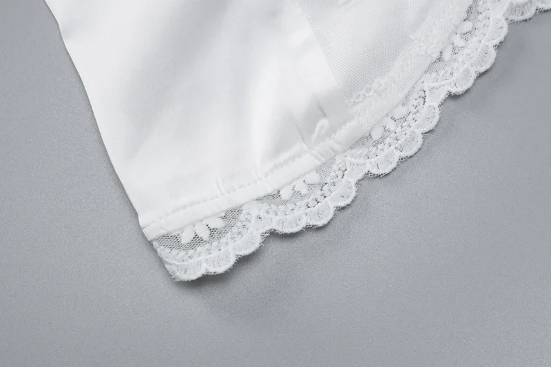Ootddress Lace Casual Female Camisole Y2k Top V-Neck High Waist Streetwear White Backless Patchwork See-Through Women Tank Top Vest