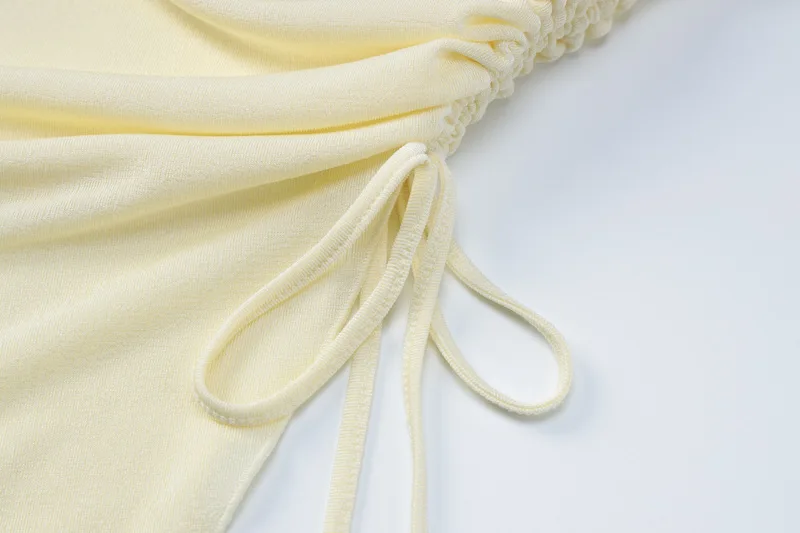 Ootddress Pleated Bandage Tube Tops See-Through Fashion For Women Bandeau Lace-Up Sheer Tank Top Backless Casual Solid Y2k Top Vest