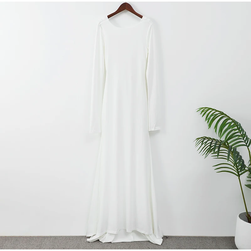 Fashion Solid Hollow Out Maxi Dress For Women Elegant Round Neck Long Sleeve Backless Slim Dresses 2025 New Female Evening Gowns