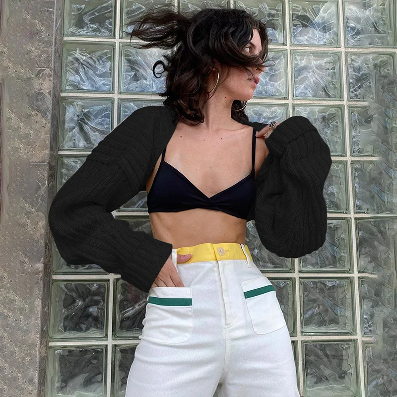 Ootddress White Women Sweater Shrugs Cropped Top Full Lantern Sleeve Knitwear Pullover Sexy Summer High Street Outwear 2025 Spring 23 Ootddress White Women Sweater Shrugs Cropped Top Full Lantern Sleeve Knitwear Pullover Sexy Summer High Street Outwear 2025 Spring