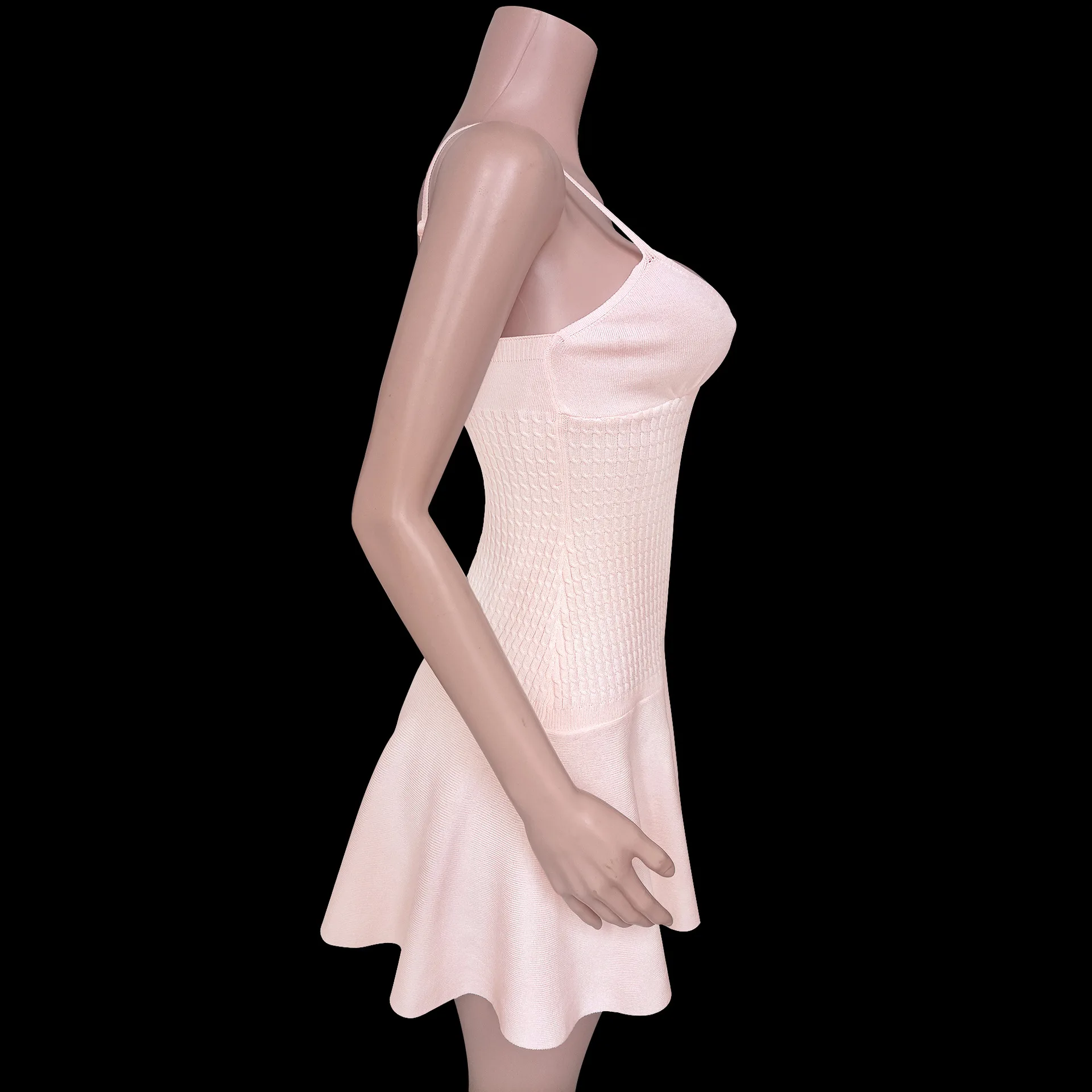 Ootddress Halter Floral Ribbed Knit Mini Dress For Women Folds Summer Sexy Sleeveless Dress Solid Y2K Female Slim Fit Party Dress