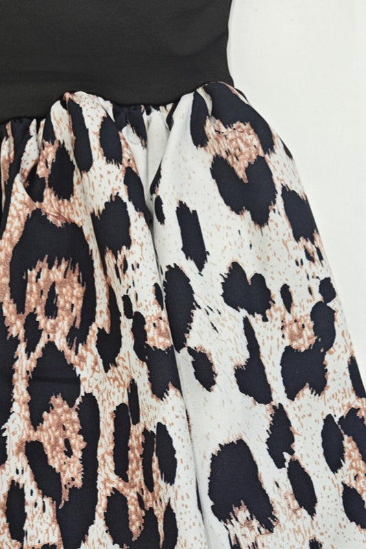 Square Neck Sleeveless Print Bubble Hem Mini Dress