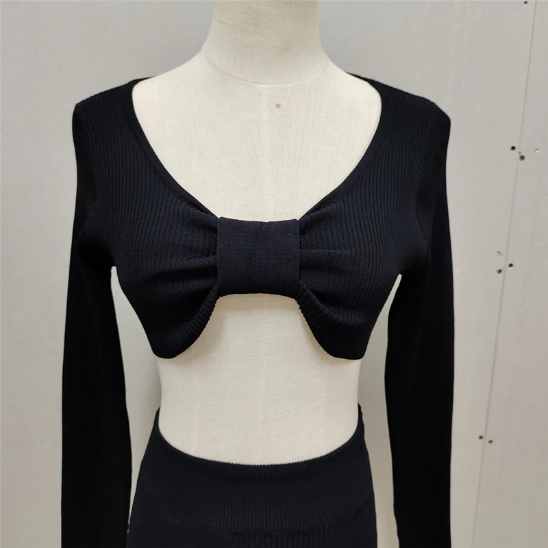Ootddress Knitted Two Piece Dress Women Outfits Long Sleeve Crop Top and Midi Skirt High Split Out Dress Set Female Bodycon White 23 Ootddress Knitted Two Piece Dress Women Outfits Long Sleeve Crop Top and Midi Skirt High Split Out Dress Set Female Bodycon White