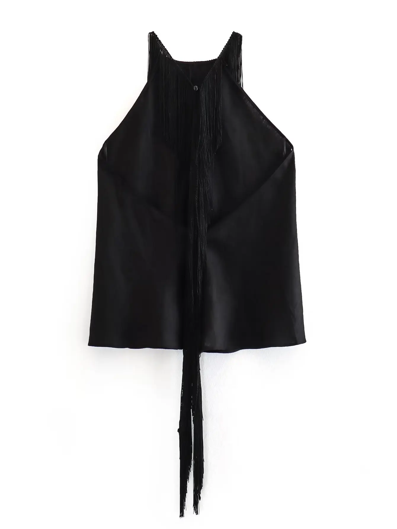 Ootddress Tassel Hollow Out Maxi Skirt Sets Female Black Summer Sexy 2 Piece-Set Backless Lace-Up Crop top And Long Skirt Outfits