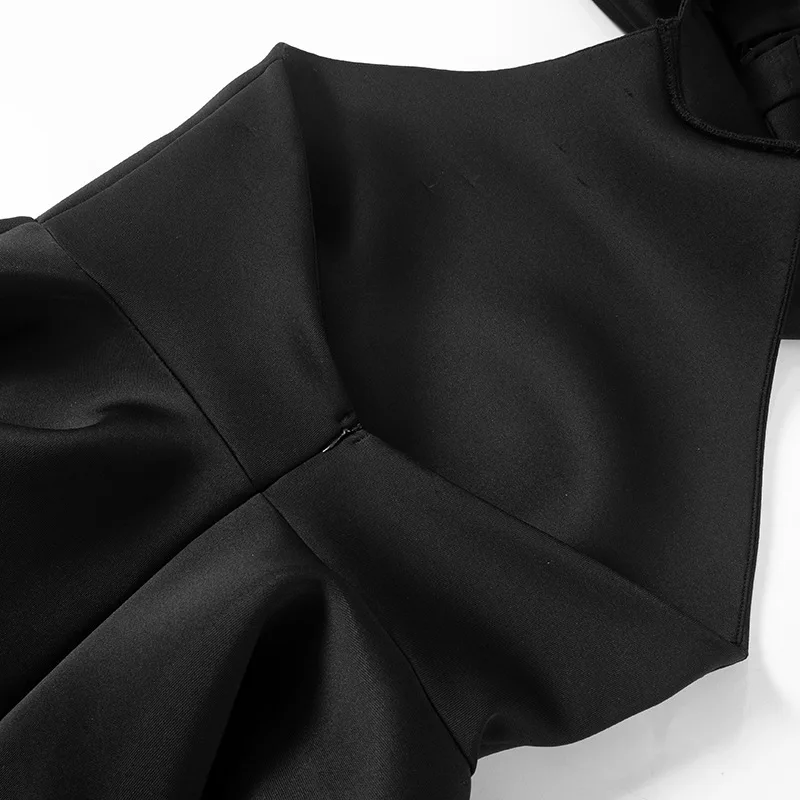 Ootddress Big Backless Bow Dress For Women Slim Pleated Sexy Sleeveless Solid Splice Halter Neck Evening Party Mini Dress Female