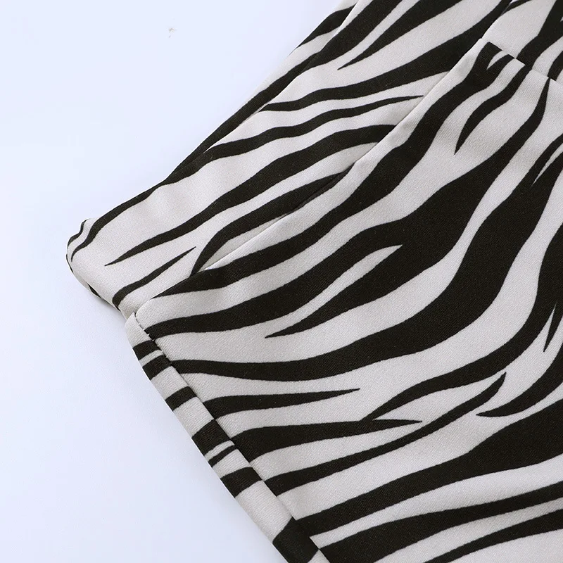 Ootddress Female Trousers Casual Zebra Print Straight Leg Pants Split Out Spring Women Streetwear High Waist Fashion Ladies Pants