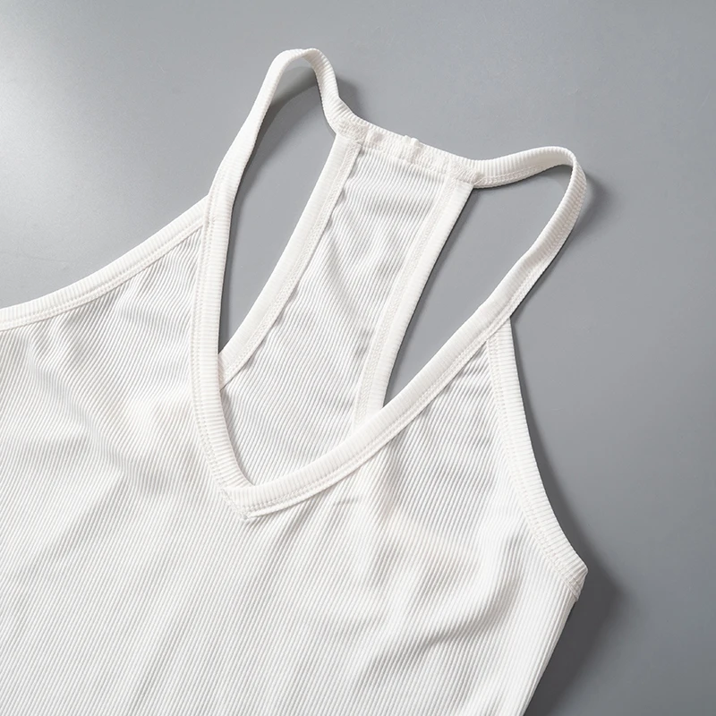 Sleeveless V Neck Ribbed Tank Top Spring Summer 2025 Women Clothes Casual Basic Top Black White Gray Camisole Wholesale