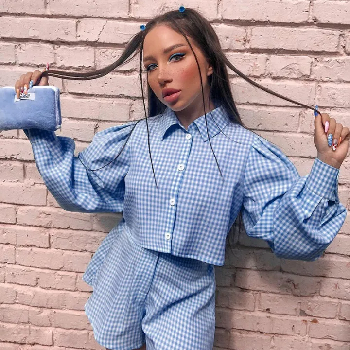 Ootddress OL Outfits Womens Two Piece Set Plaid Long Sleeve Shirts High Wasit Wide Legs Shorts Elegant Korte Suits Outfits 2 Piece 14 Ootddress OL Outfits Womens Two Piece Set Plaid Long Sleeve Shirts High Wasit Wide Legs Shorts Elegant Korte Suits Outfits 2 Piece