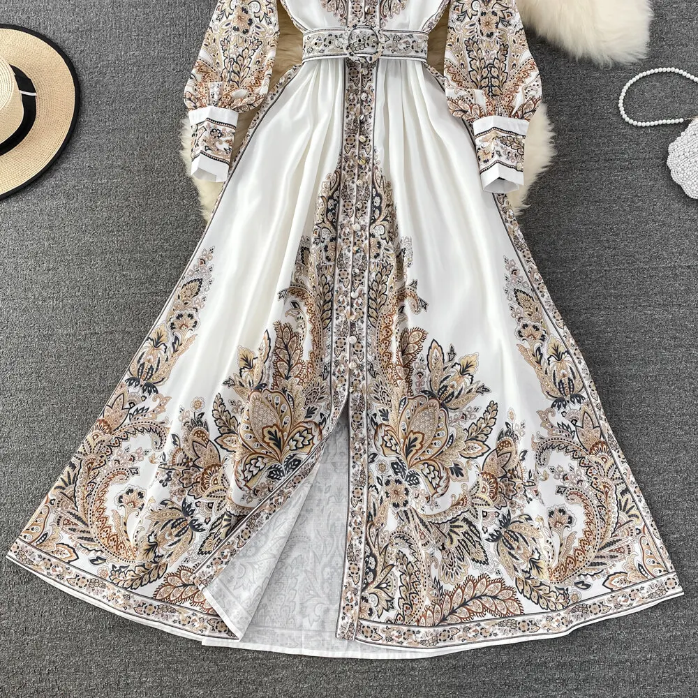 Women Vintage Long Dress Fashion Print A-line Ruffled Elegant Floral Party Dresses Ladies Long Sleeve Casual Long Robe Vestidos 6 Women Vintage Long Dress Fashion Print A-line Ruffled Elegant Floral Party Dresses Ladies Long Sleeve Casual Long Robe Vestidos
