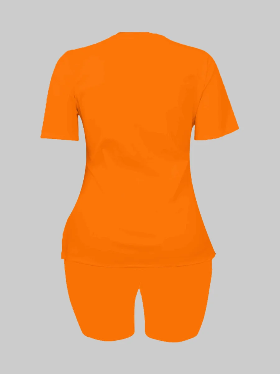 BASICS Round Neck Regular Fit Shorts Set Women's 2 Piece Fitness Suit